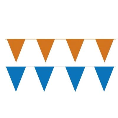 Oranje/Blauwe feest punt vlaggetjes - versiering pakket - 60 meter - slingers / vlaggenlijnen