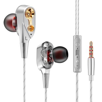QKZ CK8 HiFi in-ear vier-eenheid sport muziek koptelefoon (zilver)