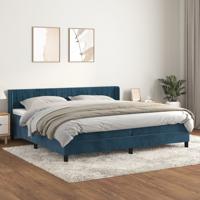 Boxspring met matras fluweel donkerblauw 200x200 cm