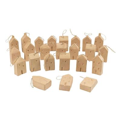 Creativ Company Papier-mache huis hanger, 24st.