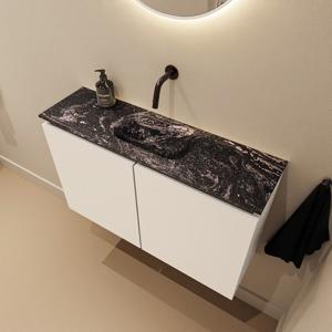 Toiletmeubel Mondiaz Ture Dlux | 80 cm | Meubelkleur Talc | Eden wastafel Lava Midden | Zonder kraangat