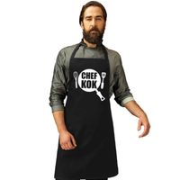 Keukenschort Chef Kok zwart heren en dames - Feestschorten - thumbnail