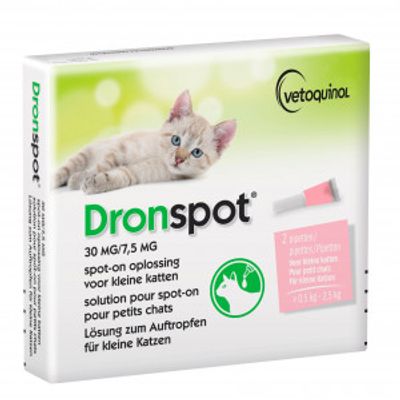 Dronspot 30 mg/7,5 mg Spot-on oplossing voor katten (0,5 - 2,5 kg) 2 pipetten