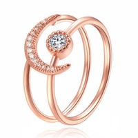 Dames Ring Rose kleurig met Maan en Zirkonia Steen-18mm - thumbnail
