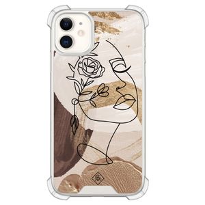 iPhone 11 siliconen shockproof hoesje - Abstract gezicht bruin