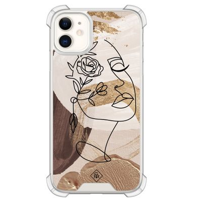 iPhone 11 siliconen shockproof hoesje - Abstract gezicht bruin