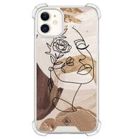 iPhone 11 siliconen shockproof hoesje - Abstract gezicht bruin