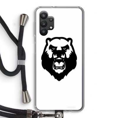 Angry Bear (white): Samsung Galaxy A32 5G Transparant Hoesje met koord