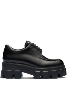 Prada chaussures en cuir Monolith Brushed à lacets - Noir