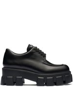 Prada chaussures en cuir Monolith Brushed à lacets - Noir - thumbnail