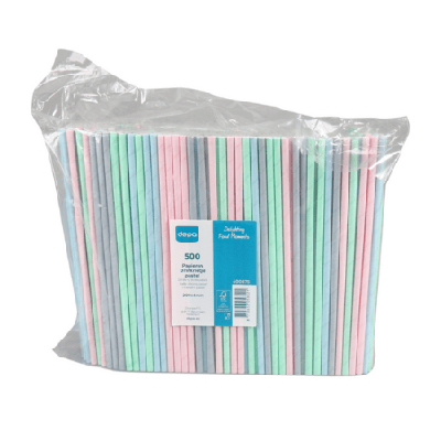 Depa Drinkrietje papier pastel fsc 20cm x 6mm (500 stuks)