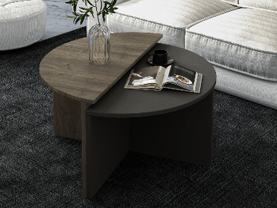 Salontafelset DOLUNE walnoot/antraciet