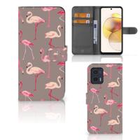 Motorola Moto G73 | Telefoonhoesje | Met pasjeshouder | Flamingo