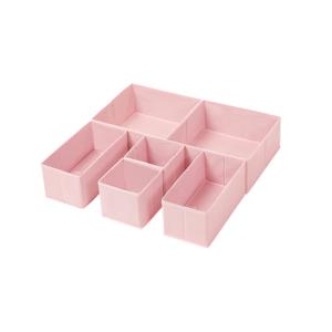 Set van 6 opbergdozen voor ondergoed, Roze