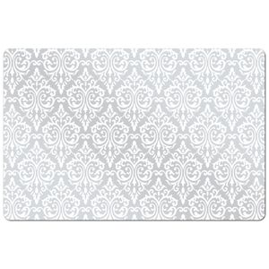 Set van 6x stuks rechthoekige placemats met witte barok print 43,5 x 28,5 cm