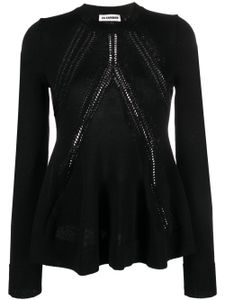 Jil Sander long-sleeved knitted peplum top - Noir