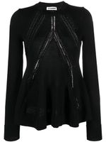 Jil Sander long-sleeved knitted peplum top - Noir - thumbnail