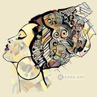 Afbeelding op acrylglas  - Afrikaanse vrouw , Multikleur , 70x70cm , Premium print - thumbnail