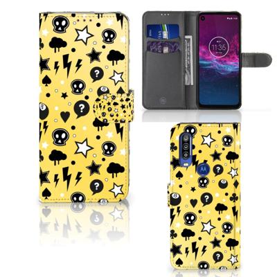 Telefoonhoesje met Naam Motorola One Action Punk Geel