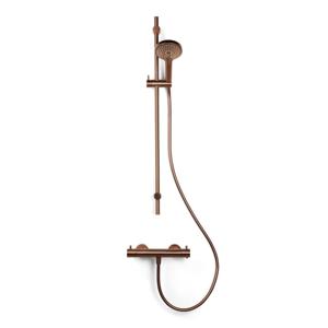 Blue Label Brondby Douchethermostaat Glijstangset | Opbouw | 90 cm | Rond | Geborsteld brons