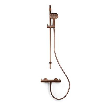 Blue Label Brondby Douchethermostaat Glijstangset | Opbouw | 90 cm | Rond | Geborsteld brons