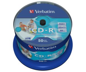 Verbatim CD-R AZO Wide Inkjet Printable no ID 700 MB 50 stuk(s)