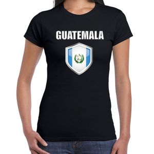 Guatemala landen supporter t-shirt met Guatemalense vlag schild zwart dames