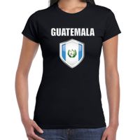 Guatemala landen supporter t-shirt met Guatemalense vlag schild zwart dames