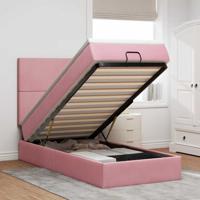 Ottoman bed met matrassen en LED's 80x200cm fluweel roze
