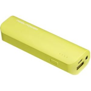 RealPower PB-2600 powerbank Lithium-Ion (Li-Ion) 2600 mAh Groen, Limoen