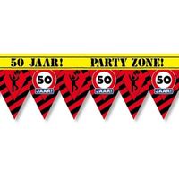 50 jaar party tape/markeerlint waarschuwing 12 m versiering - thumbnail