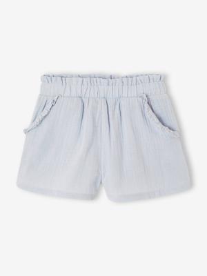 Short voor meisjes van katoengaas bleekblauw