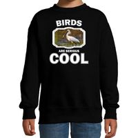 Dieren lepelaar vogel sweater zwart kinderen - birds are cool trui jongens en meisjes