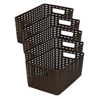 Opbergmand - 5x - Kastmand - rotan kunststof - donkerbruin - 6 Liter - 19 x 29 x 13 cm - thumbnail