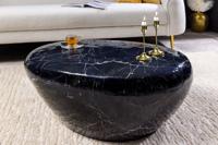 Handgemaakte salontafel STONE 75cm zwart marmer design metaal - 44853