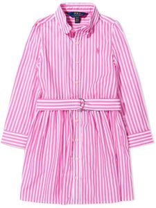 POLO RALPH LAUREN KIDS robe-chemise ceinturée à rayures - Rose