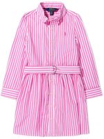 Ralph Lauren Kids robe-chemise ceinturée à rayures - Rose