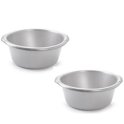 2x stuks grote ronde afwasteil/afwasbak zilvergrijs 20 liter 2x stuks grote ronde afwasteil/afwasbak zilvergrijs 20 liter