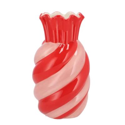Bloemenvaas Sweety - boeket vaas - keramiek - roze/rood - 13 x 23 cm