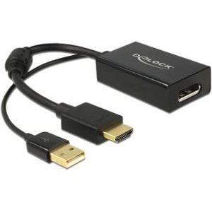 DeLOCK 0.245m HDMI+USB2.0-A/DisplayPort 0,254 m HDMI + USB Zwart