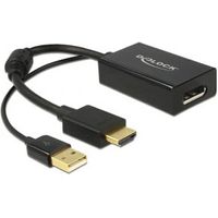 DeLOCK 0.245m HDMI+USB2.0-A/DisplayPort 0,254 m HDMI + USB Zwart - thumbnail