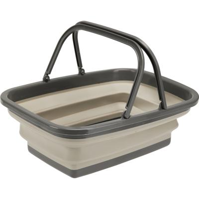 Wasmand/boodschappen mand opvouwbaar met hengsel - kunststof - 30L - beige - 38 x 28 x 15 cm