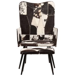 The Living Store Fauteuil Gestoffeerd Leren Armstoel - 55x43x97cm - Zwart