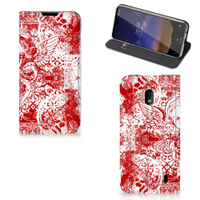 Mobiel BookCase Nokia 2.2 Angel Skull Rood