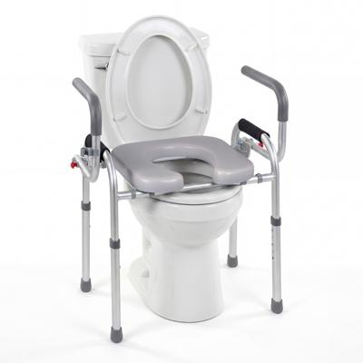 Verstelbare Toiletverhoger voor Volwassenen 5 Hoogtes met Aluminium Frame Antislipvoetjes 70 x 44 x 74-84 cm Draagvermogen 136 kg