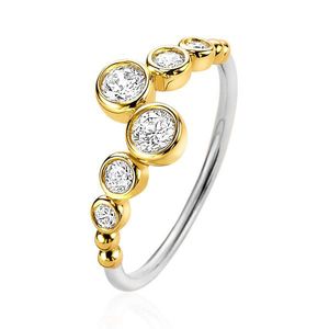Zinzi ZIR2054Y Ring zilver- en goudkleurig met zirconia Maat 56