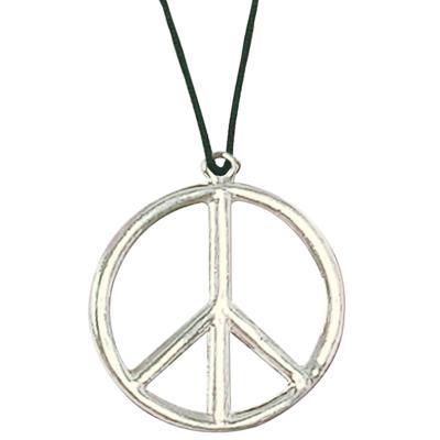 Peace teken ketting - Hippie - Flower Power - Sixties sieraden