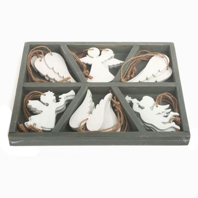 Small Foot - houten kersthangers engel, 18st.