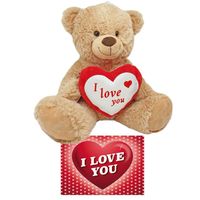 Bruine pluche knuffelbeer/teddybeer 45 cm incl. Valentijnskaart I Love You - Knuffelberen