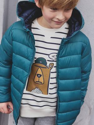 Sweater met hondenprint voor jongens wit, gestreept